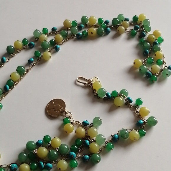 Stella&Dot Copa Semi-precious Stones Beaded Goldtone Chain Necklace - Picture 8 of 10